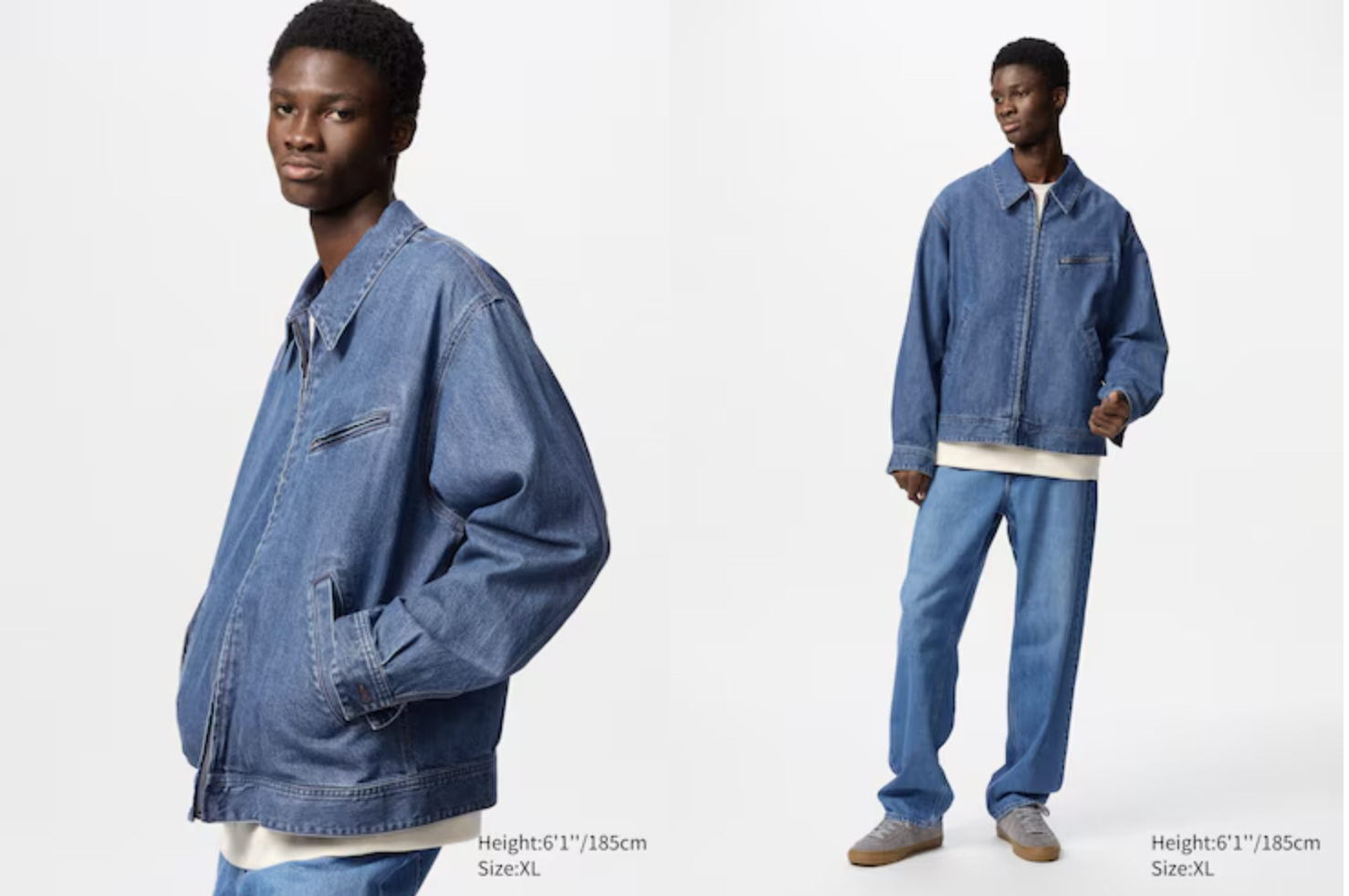 Jaket Blouson Ritsleting | Denim - UNIQLO